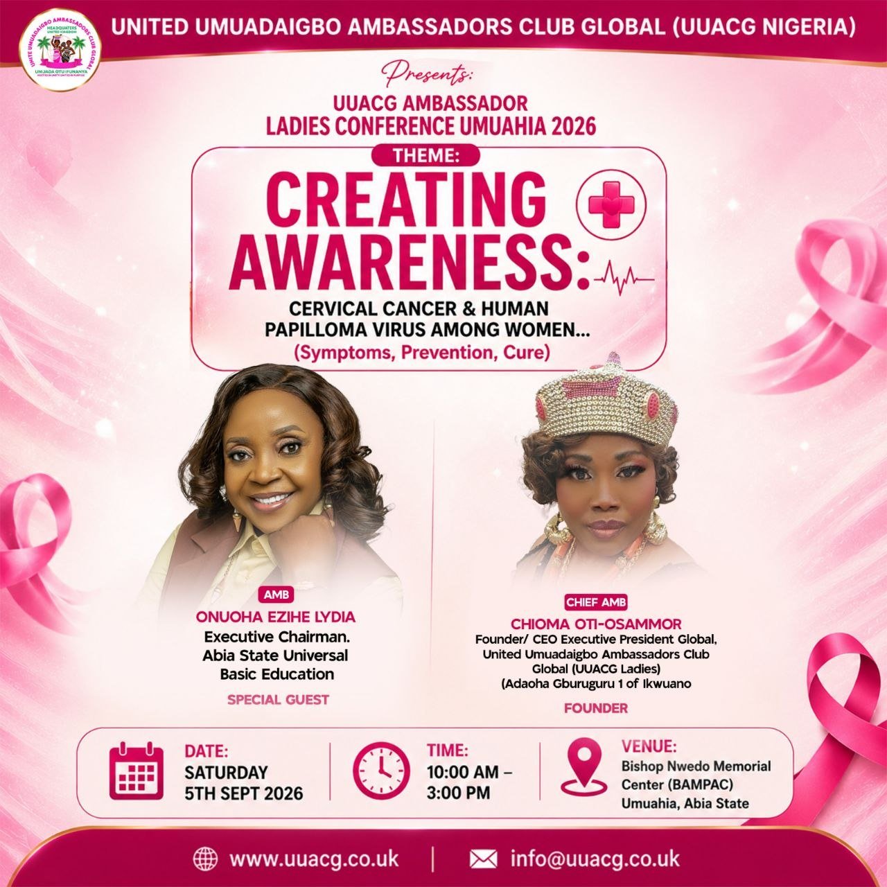Amb. Onuoha Ezihe Lydia, Executive Chairman, Abia State Universal Basic Education, Special Guest at UUACG Ambassador Ladies Conference Umuahia 2026