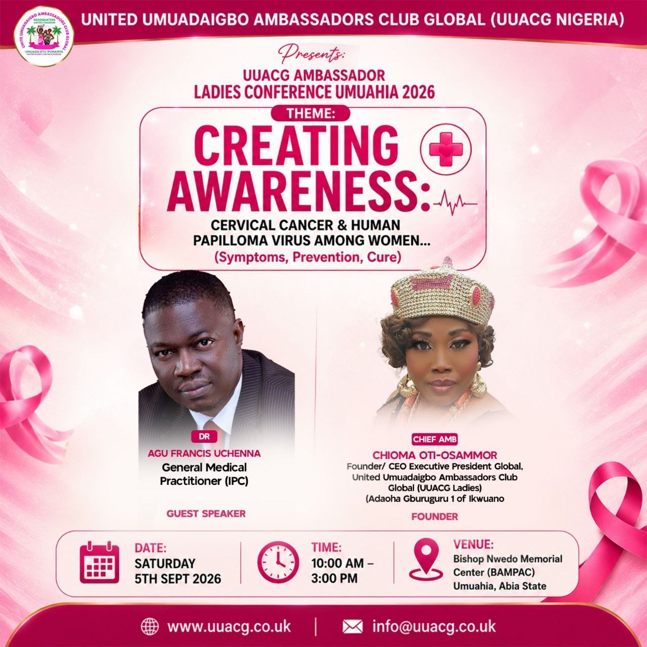 Dr. Agu Francis Uchenna, Guest Speaker at the UUACG Ambassador Ladies Conference Umuahia 2026
